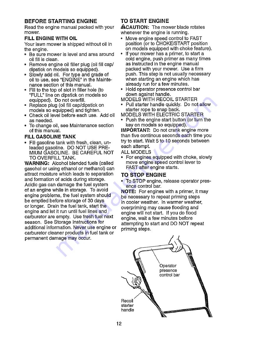 MTD PR600N21RH Operator'S Manual Download Page 12