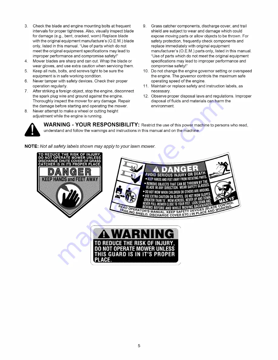 MTD Series 280 Operator'S Manual Download Page 5