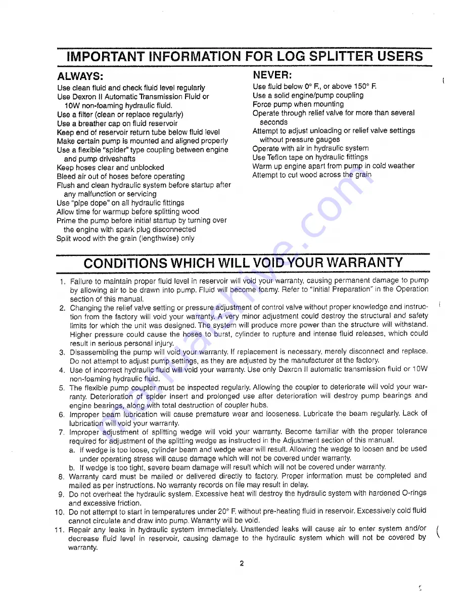 MTD series 501 Owner'S Manual Download Page 2