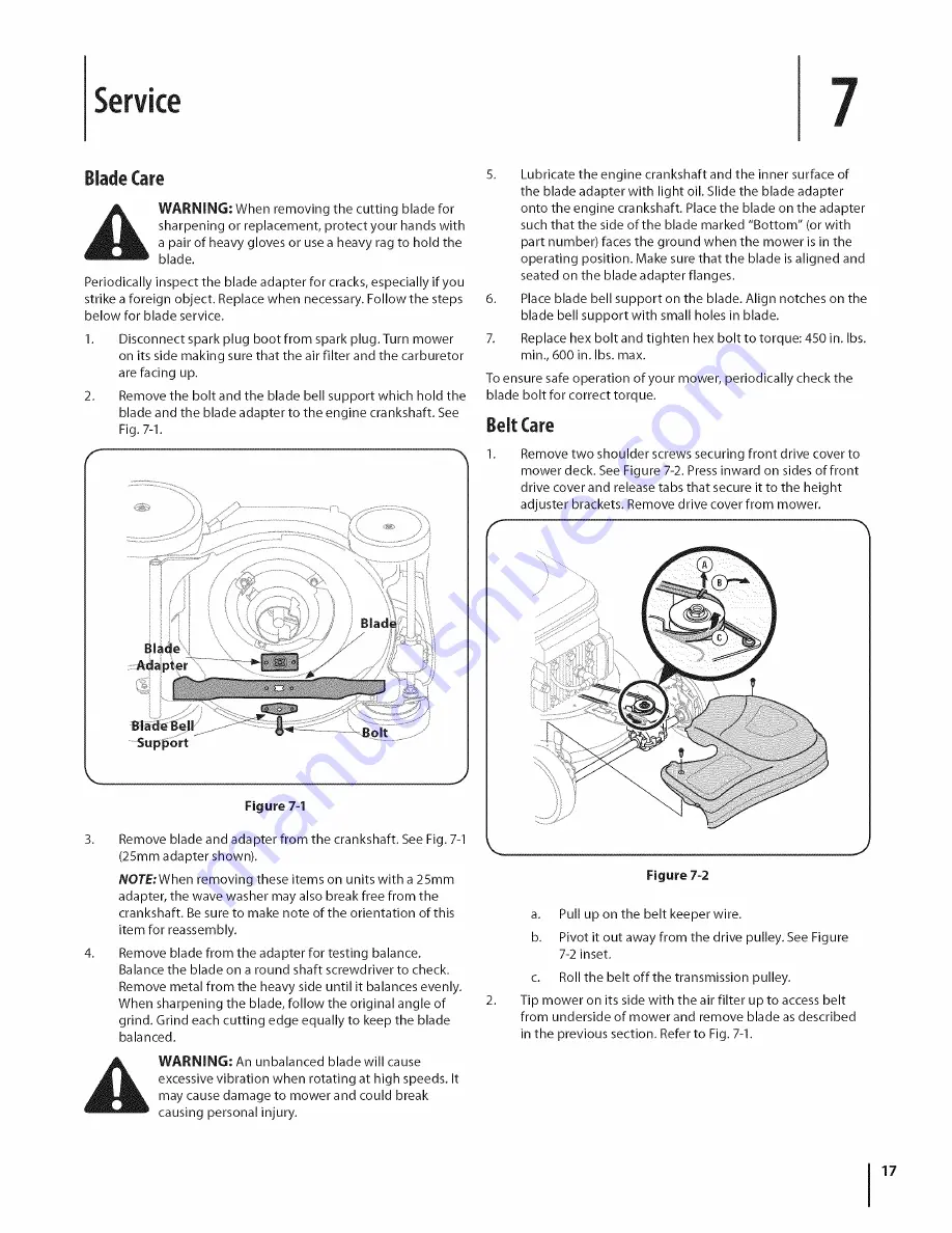 MTD Series V560 Operator'S Manual Download Page 17