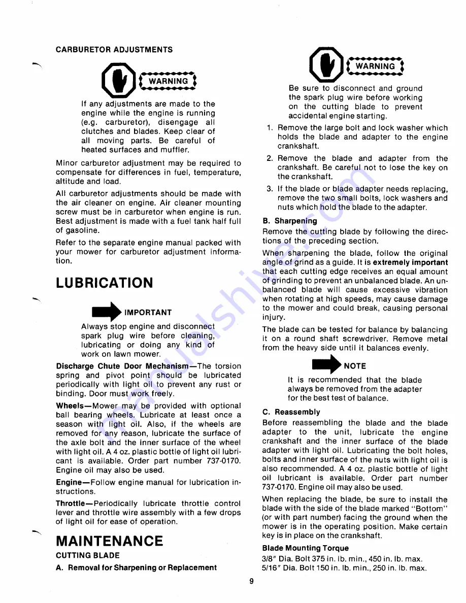 MTD Yard Machines 310 series Owner'S Manual Download Page 9