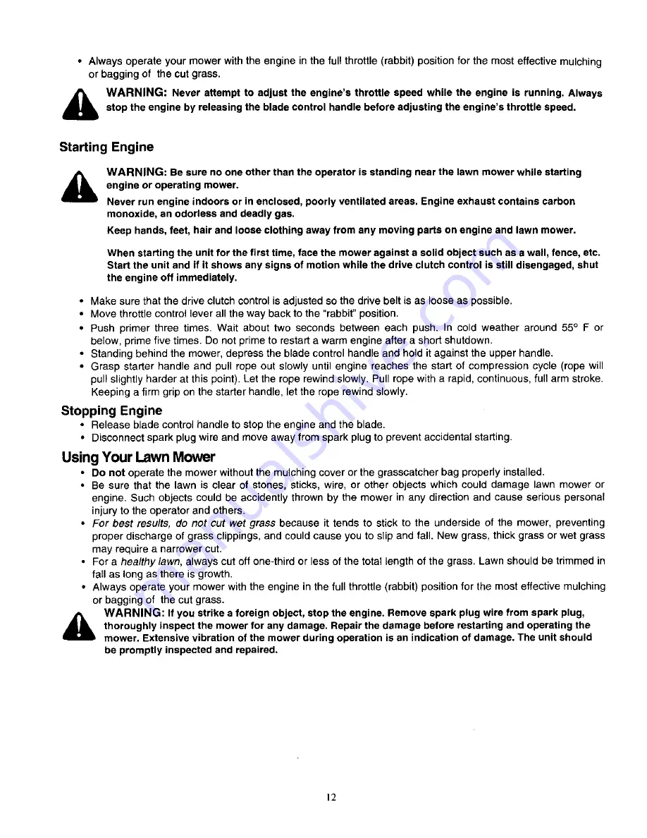 MTD Yard-Man 12A-559K402 Operator'S Manual Download Page 12