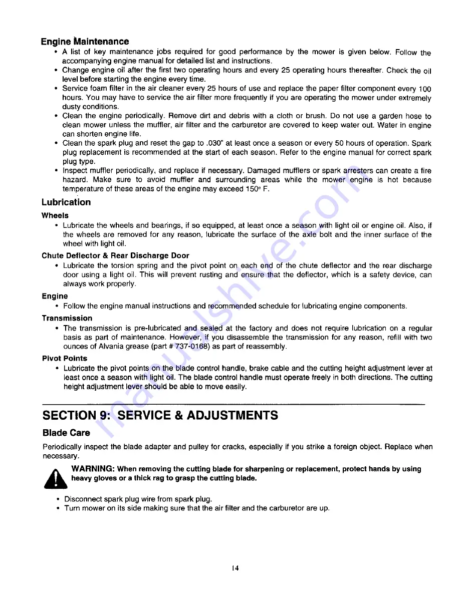 MTD Yard-Man 12A-559K402 Operator'S Manual Download Page 14