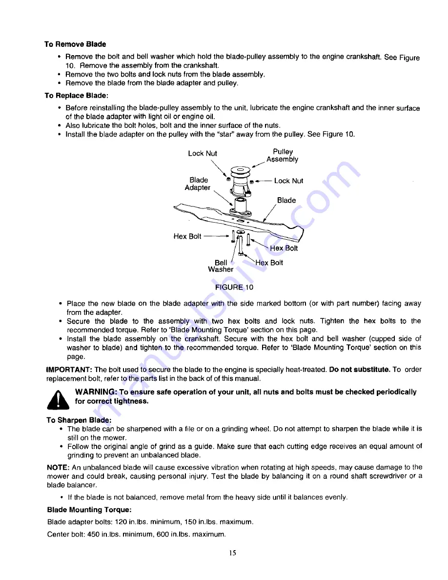 MTD Yard-Man 12A-559K402 Operator'S Manual Download Page 15