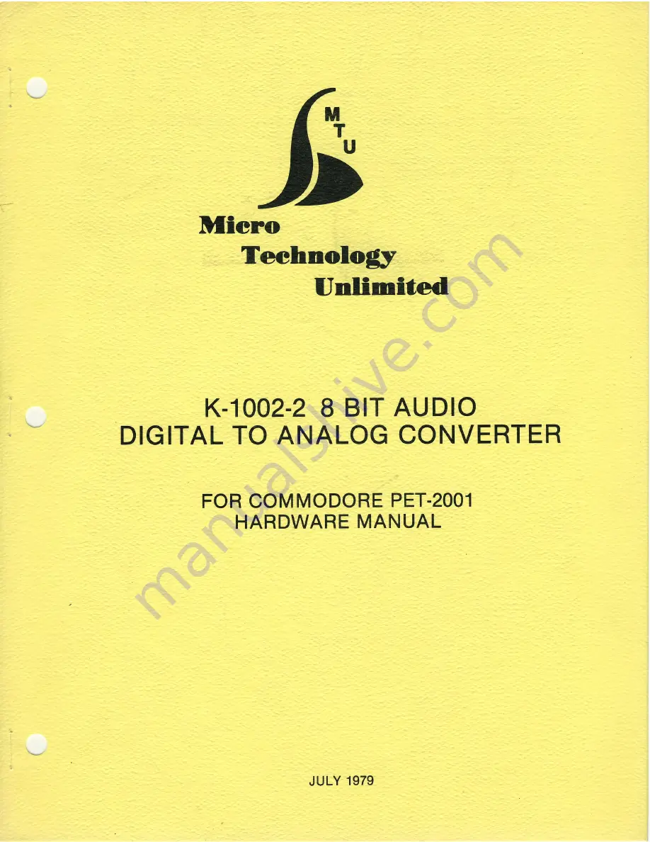 MTU K-1002-2 Hardware Manual Download Page 1