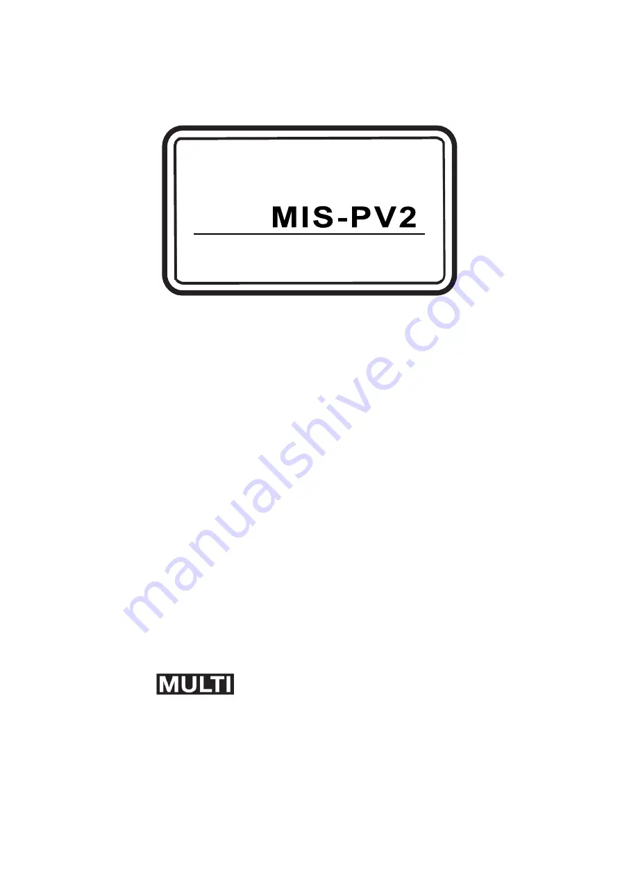 MULTI MEASURING INSTRUMENTS MIS-PV2 Instruction Manual Download Page 1