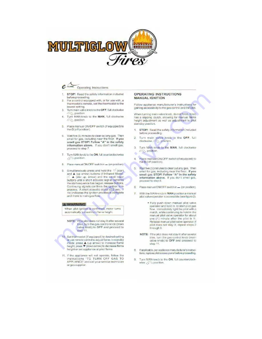 Multiglow Fires Classic II Quattro Installation, Servicing And User Instructions Manual Download Page 11