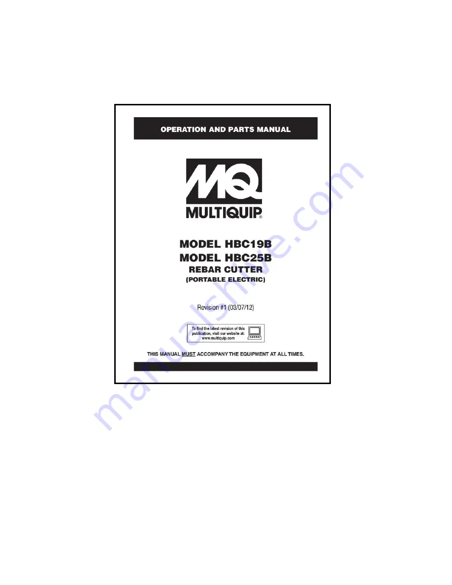 MULTIQUIP HBC19B Safety And Operation Instructions Download Page 1