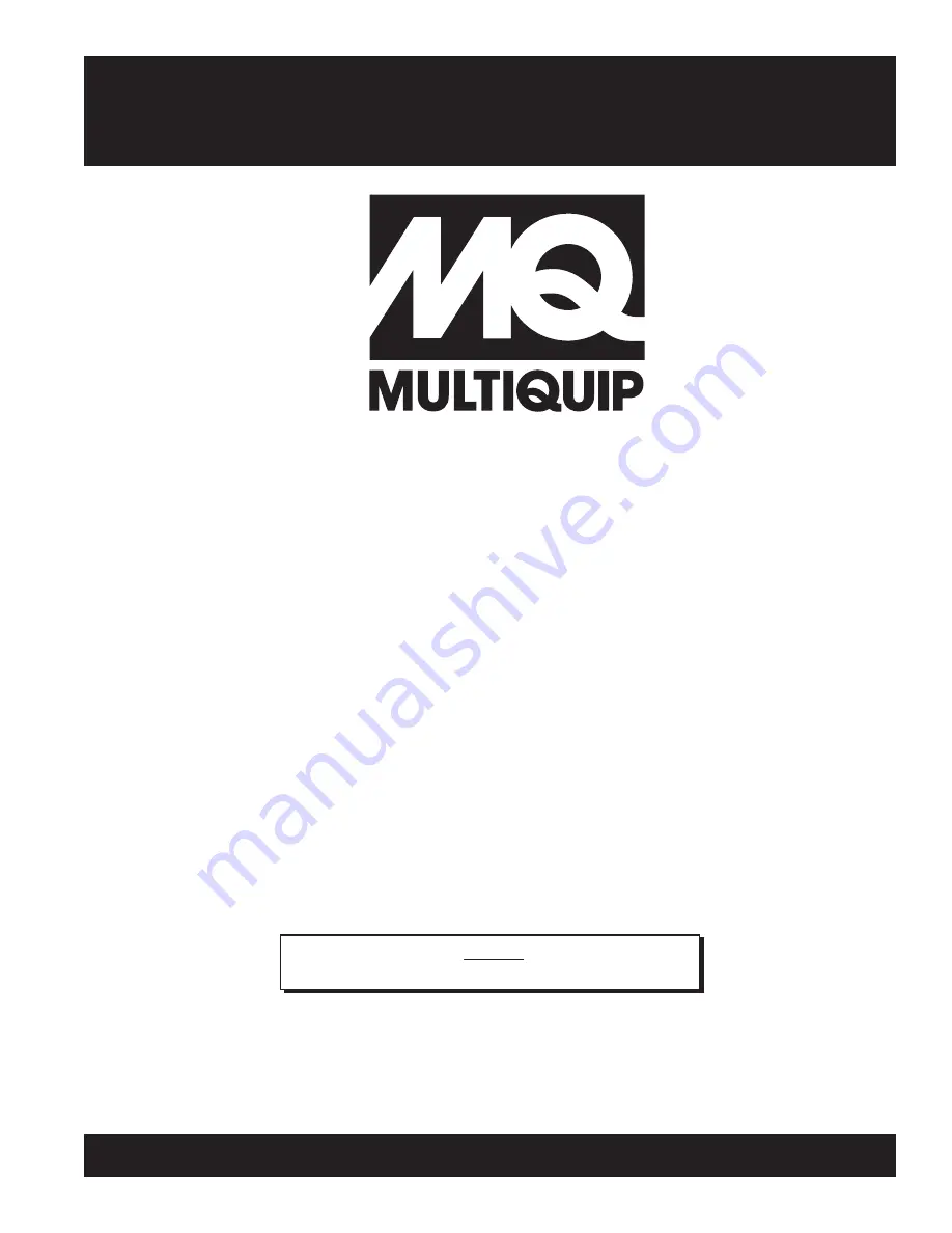 MULTIQUIP QP305SLT Operation And Parts Manual Download Page 1