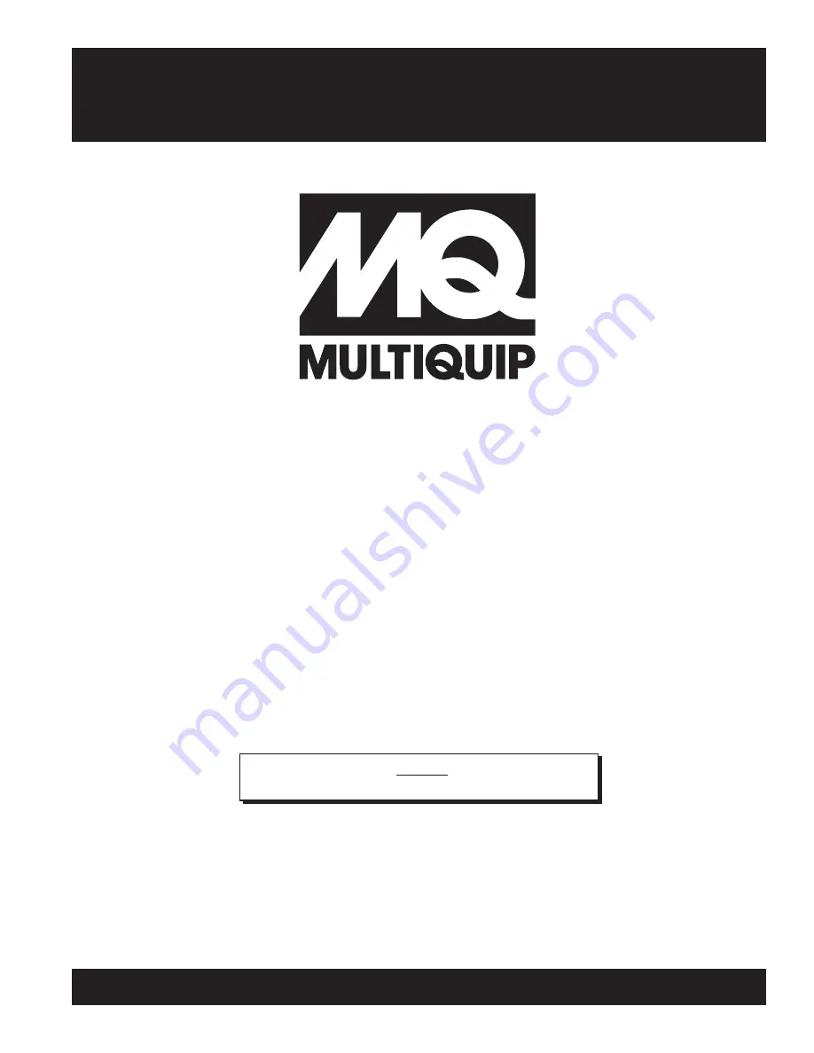 MULTIQUIP QP3TH Operation And Parts Manual Download Page 1