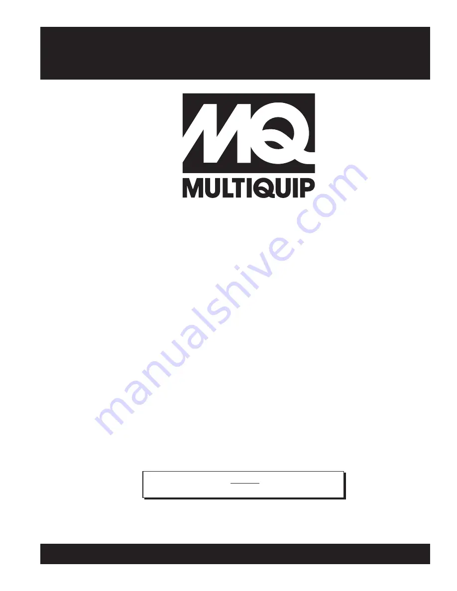 MULTIQUIP QP3TZ Operation And Parts Manual Download Page 1