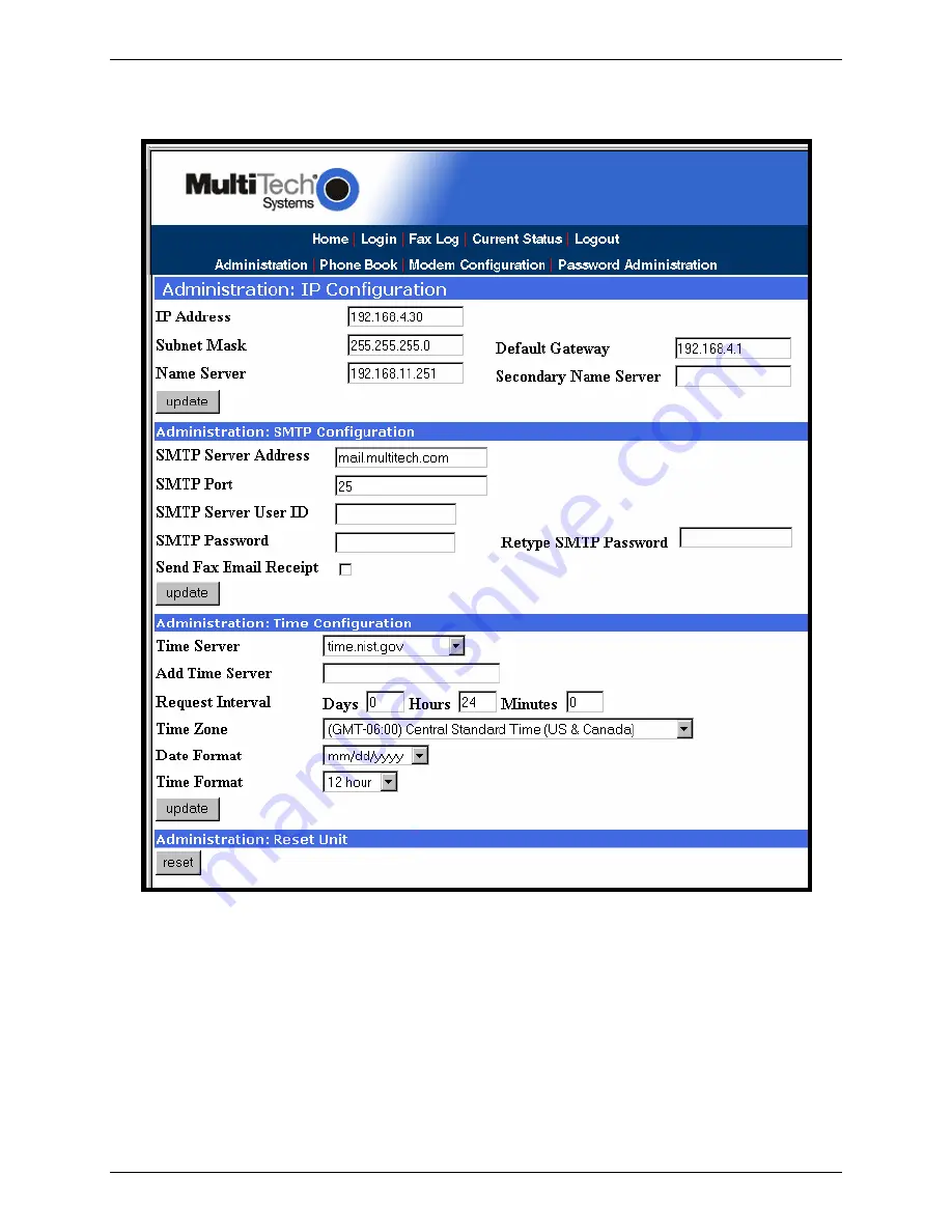 Multitech FaxFinder FF200 Administrator User Manual Download Page 45