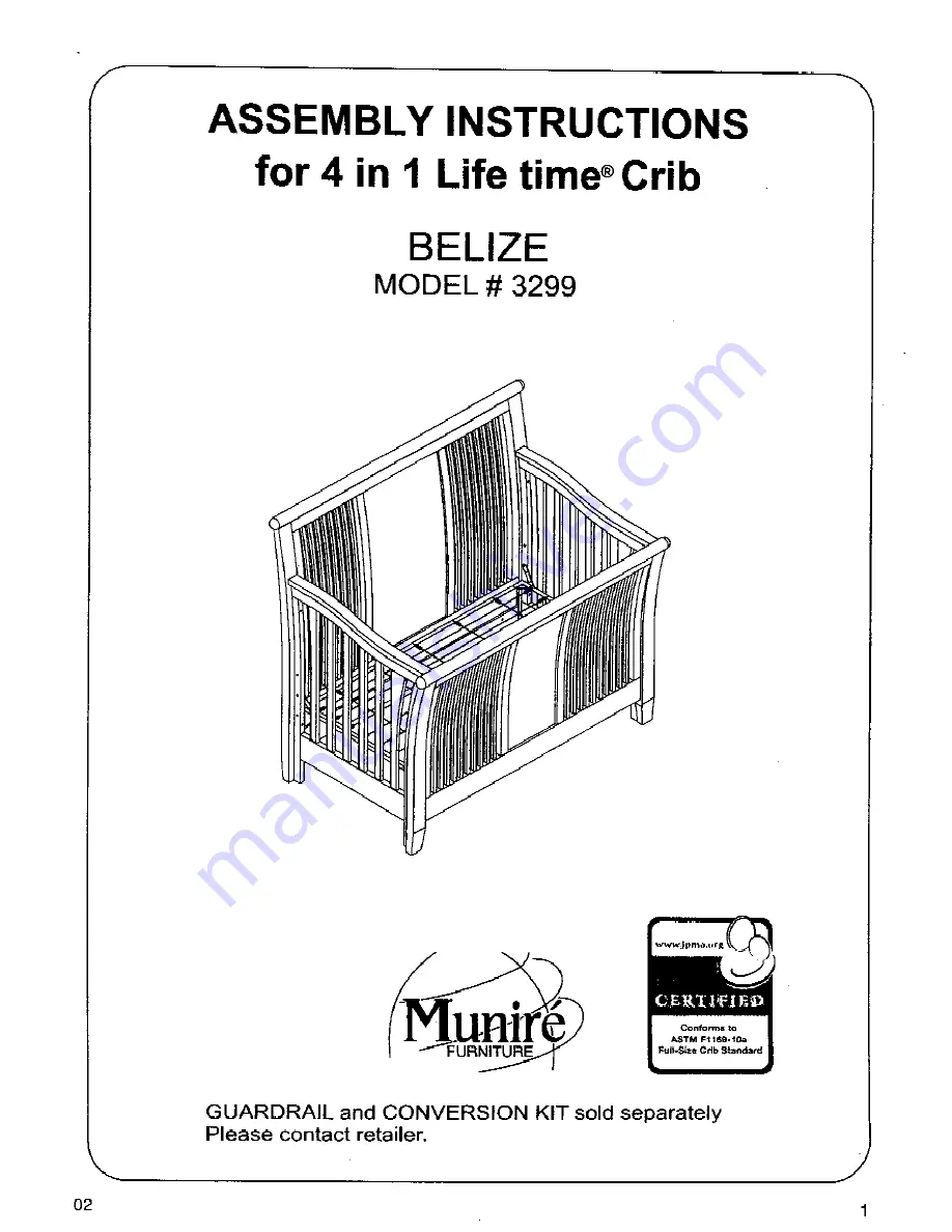 Munire Belize 3299 Assembly Instructions Manual Download Page 1