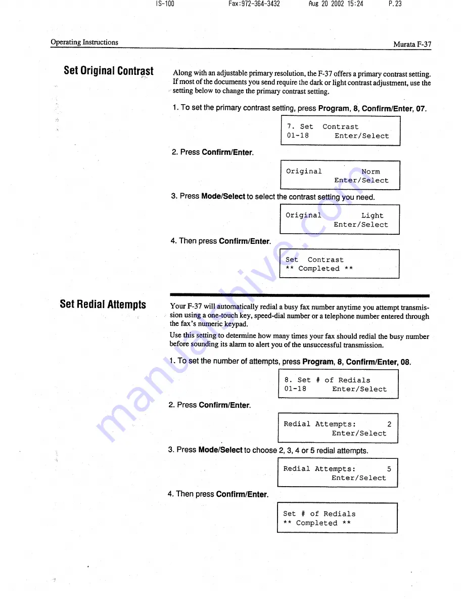 Murata F-37 Operating Instructions Manual Download Page 23