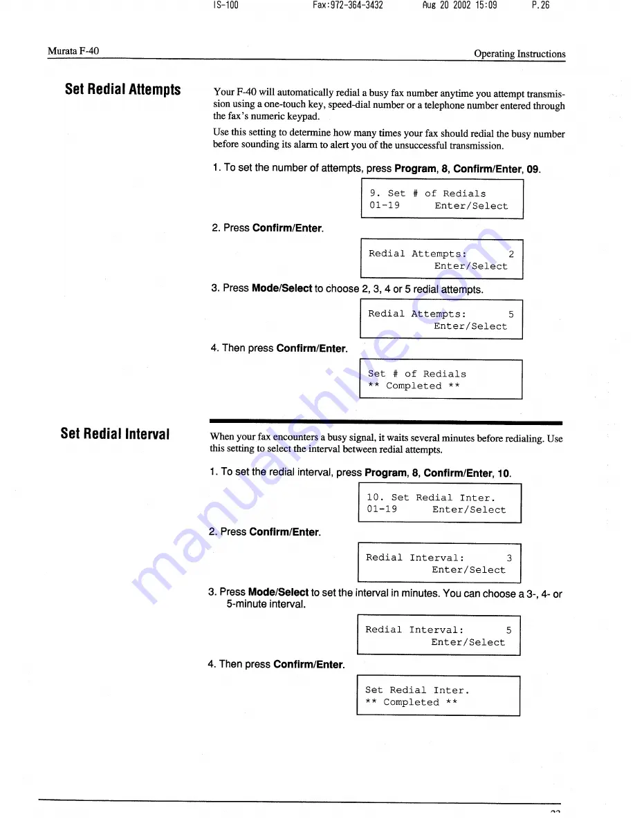 Murata F-40 Operating Instructions Manual Download Page 26