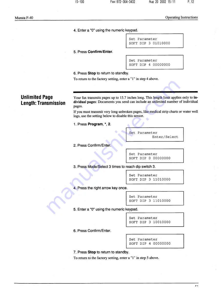 Murata F-40 Operating Instructions Manual Download Page 54