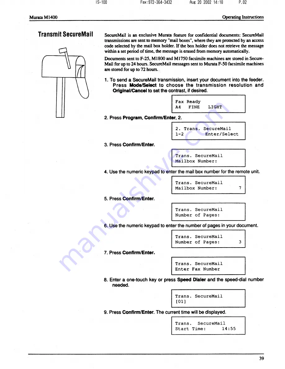 Murata M-1400 Operating Instructions Manual Download Page 42