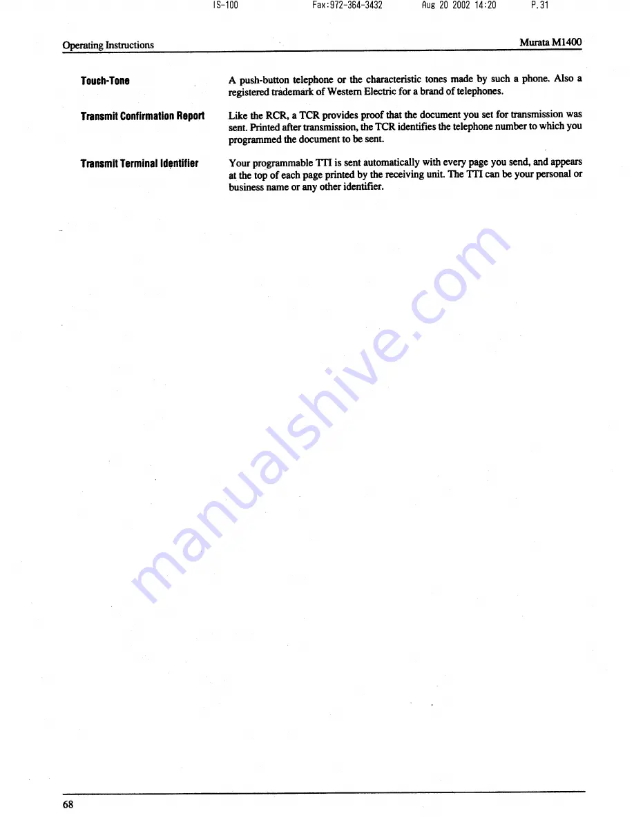 Murata M-1400 Operating Instructions Manual Download Page 71