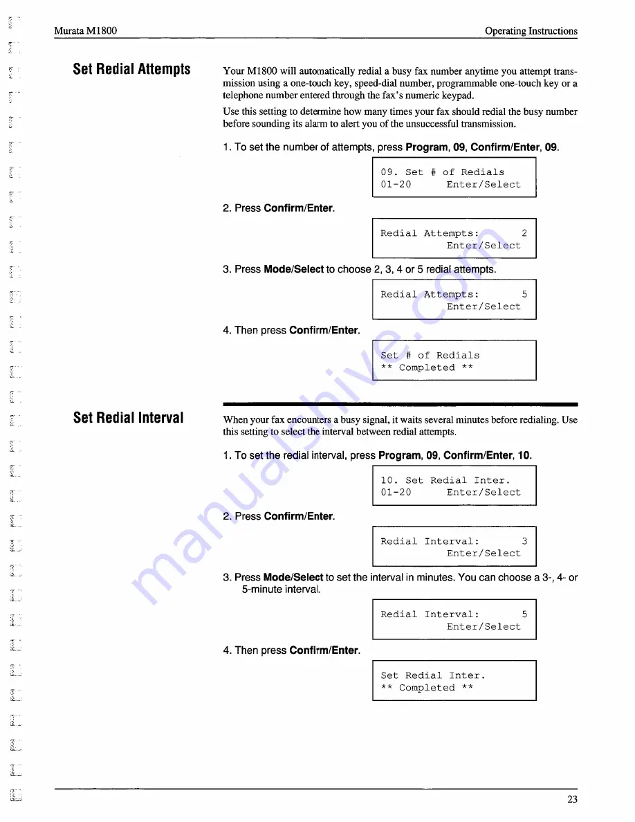 Murata M-1800 Operating Instructions Manual Download Page 31