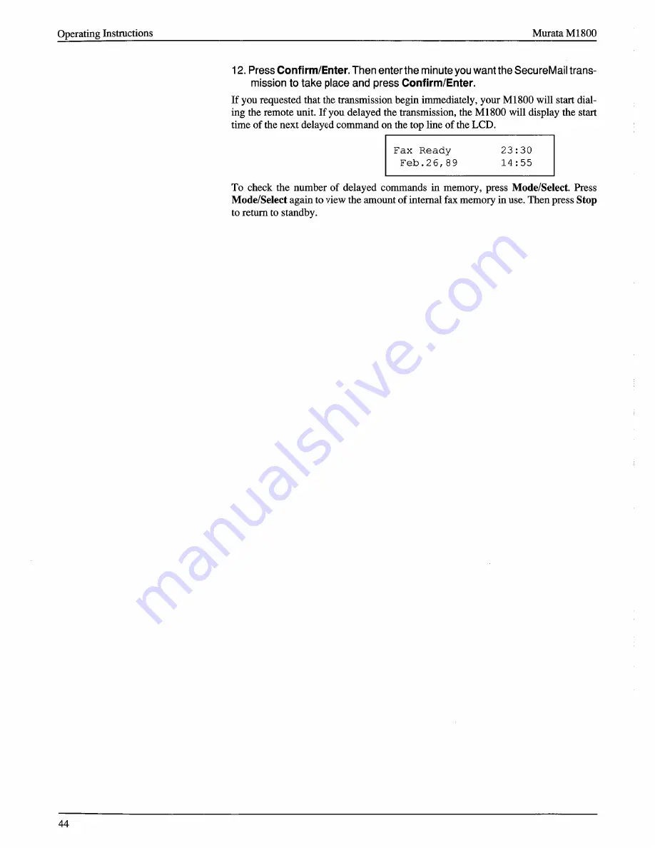 Murata M-1800 Operating Instructions Manual Download Page 56