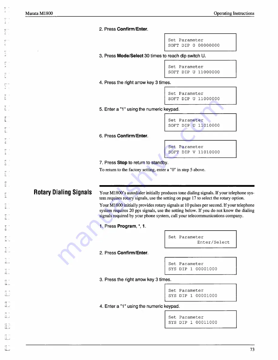 Murata M-1800 Operating Instructions Manual Download Page 89