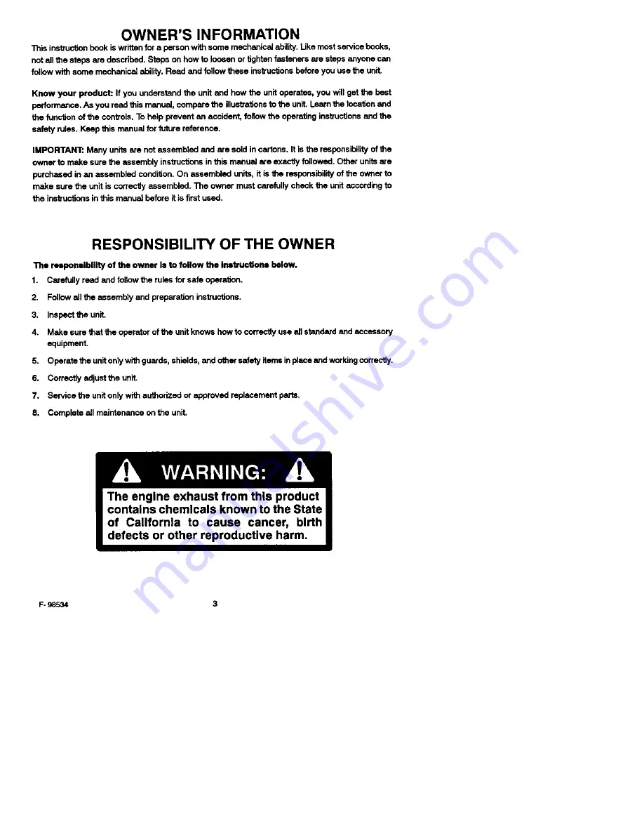 Murray 20646X9A Instruction Book Download Page 3