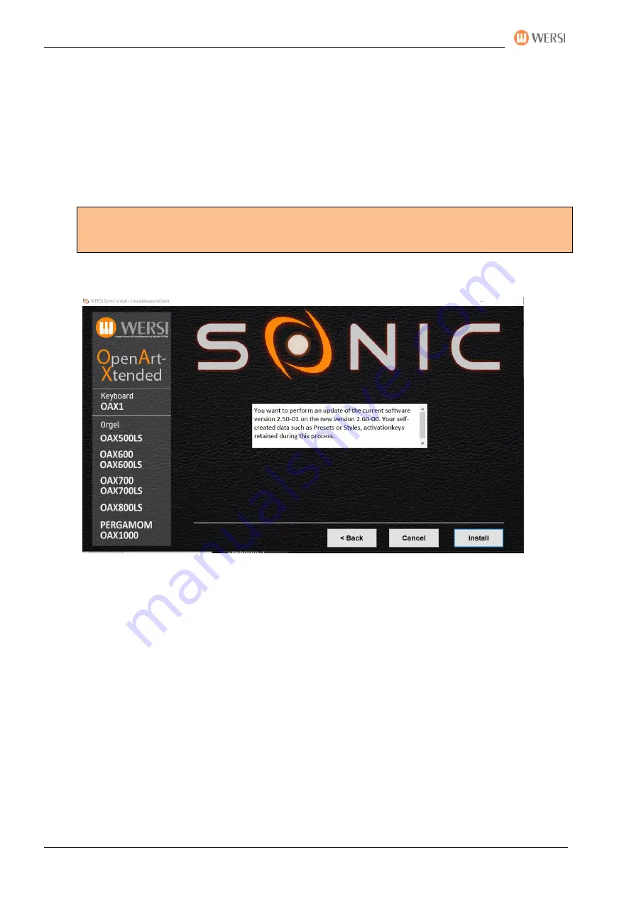 MUSIC STORE professional WERSI SONIC OAX Series Скачать руководство пользователя страница 104