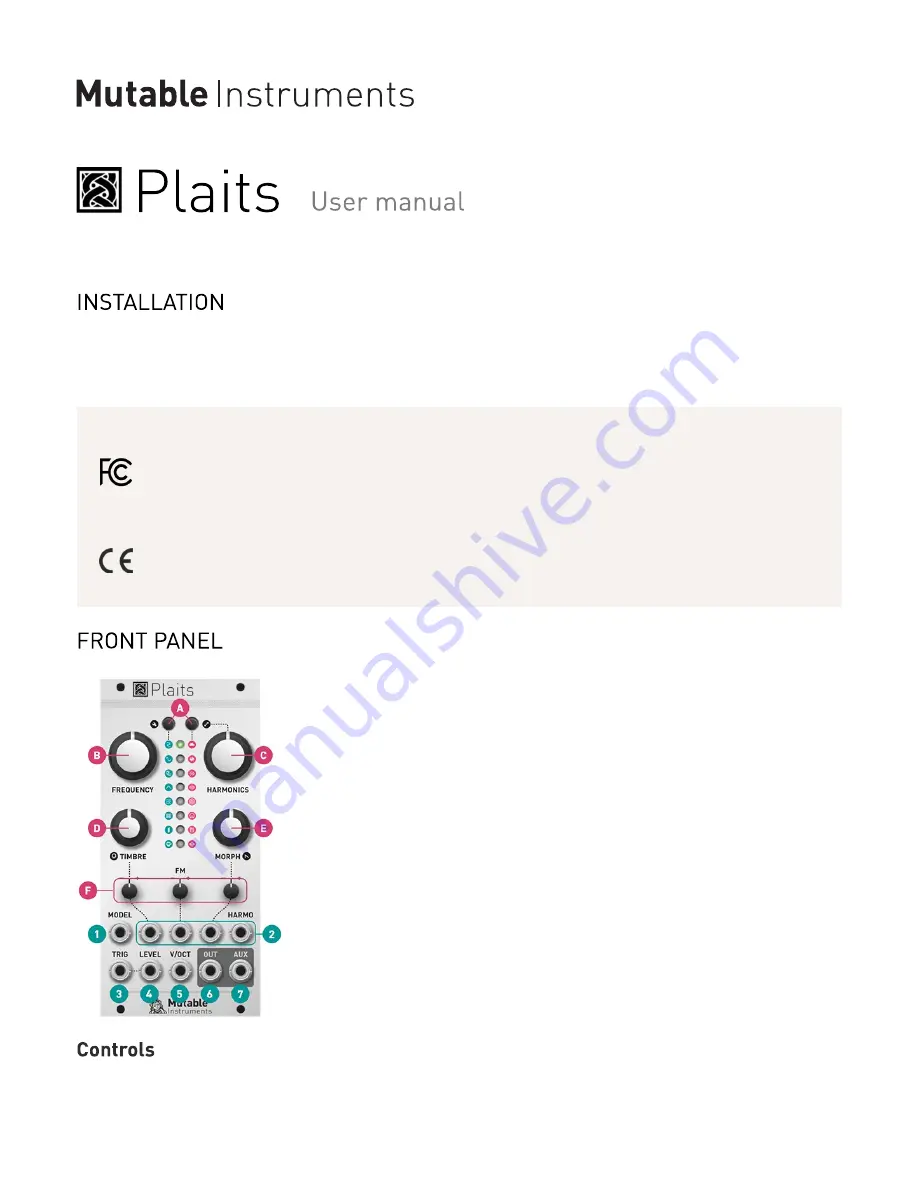 Mutable Instruments Plaits User Manual Download Page 1