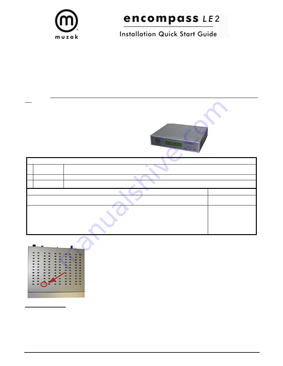 Muzak ENCOMPASS LE2 Скачать руководство пользователя страница 3