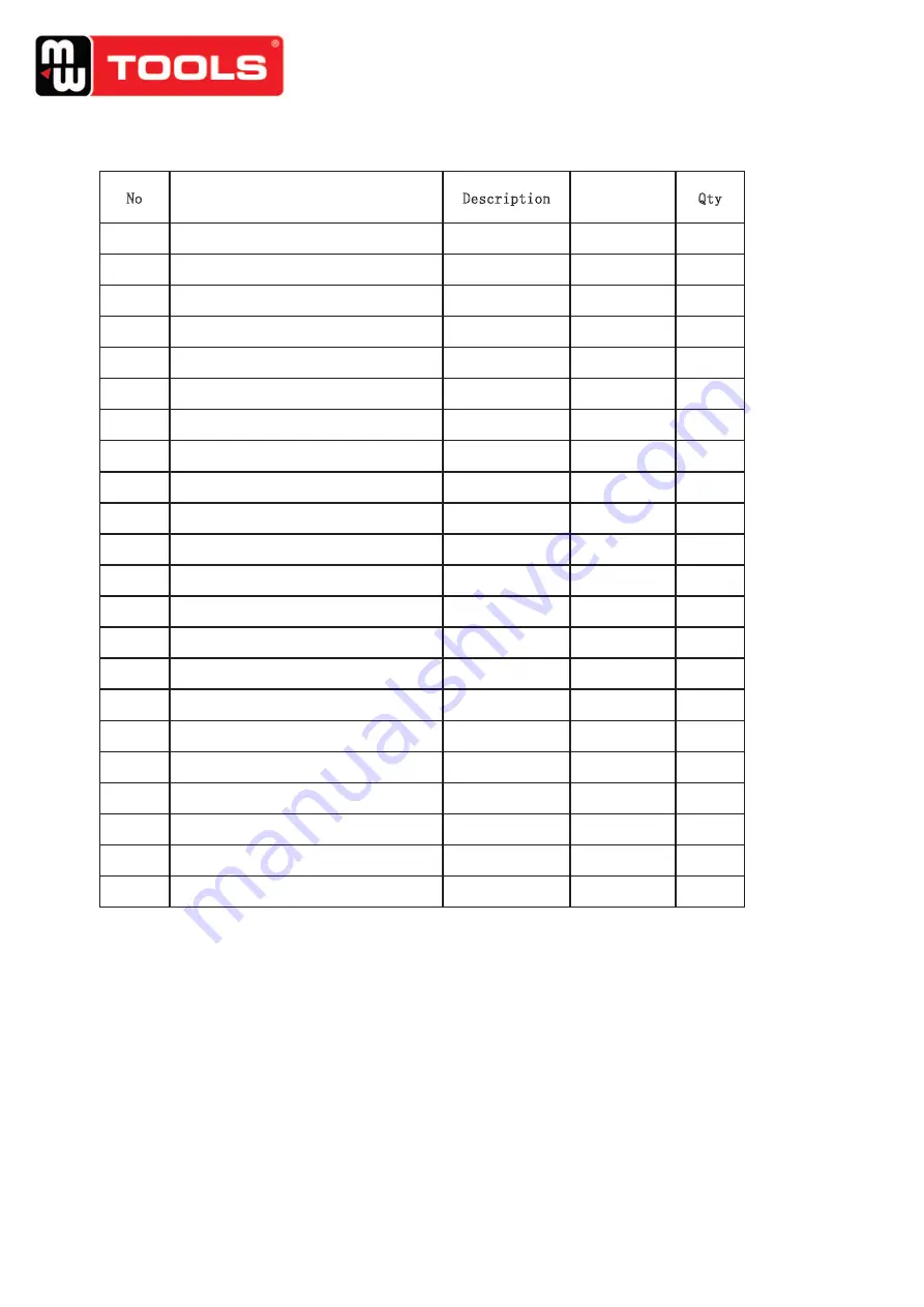 MW TOOLS 758613085 Manual Download Page 26