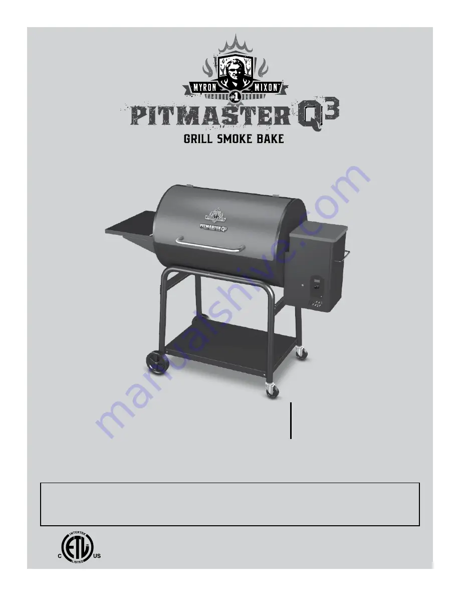 Myron Mixon Smokers 47101 Instructions For Assembly And Operation Manual Download Page 1