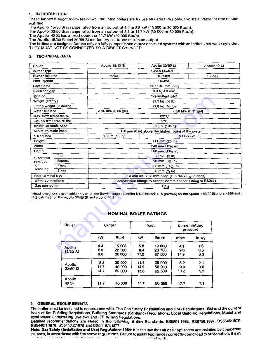 Myson Apollo 15/30 Si Installation And Servicing Instructions Download Page 3