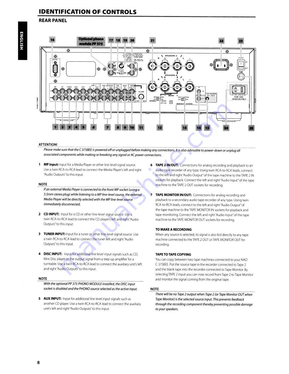 NAD C375BEE Owner'S Manual Download Page 8