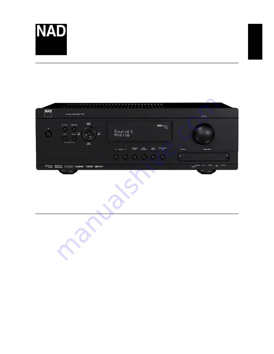 NAD T175 HD Owner'S Manual Download Page 1