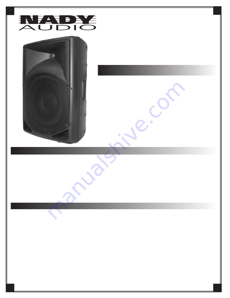 Nady Audio P-Cab Speakers PCS-10X Features, Instructions & Technical Data Download Page 1