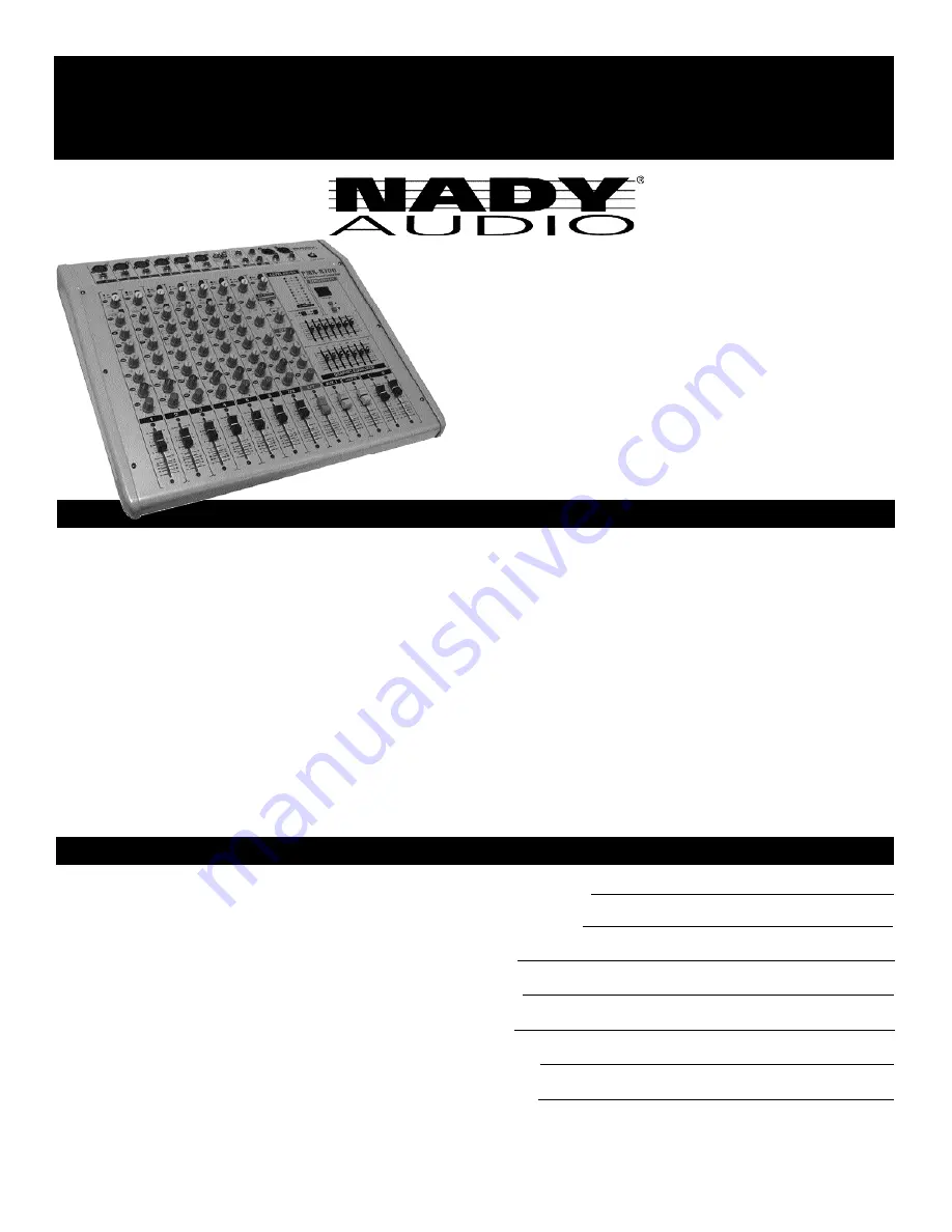 Nady Audio PMX-8700 Скачать руководство пользователя страница 2