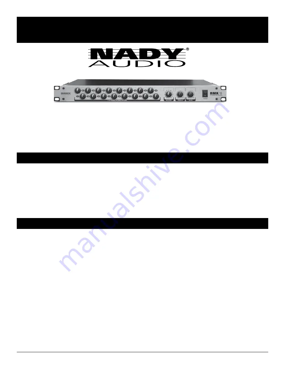 Nady Audio RMX 16 Owner'S Manual Download Page 2