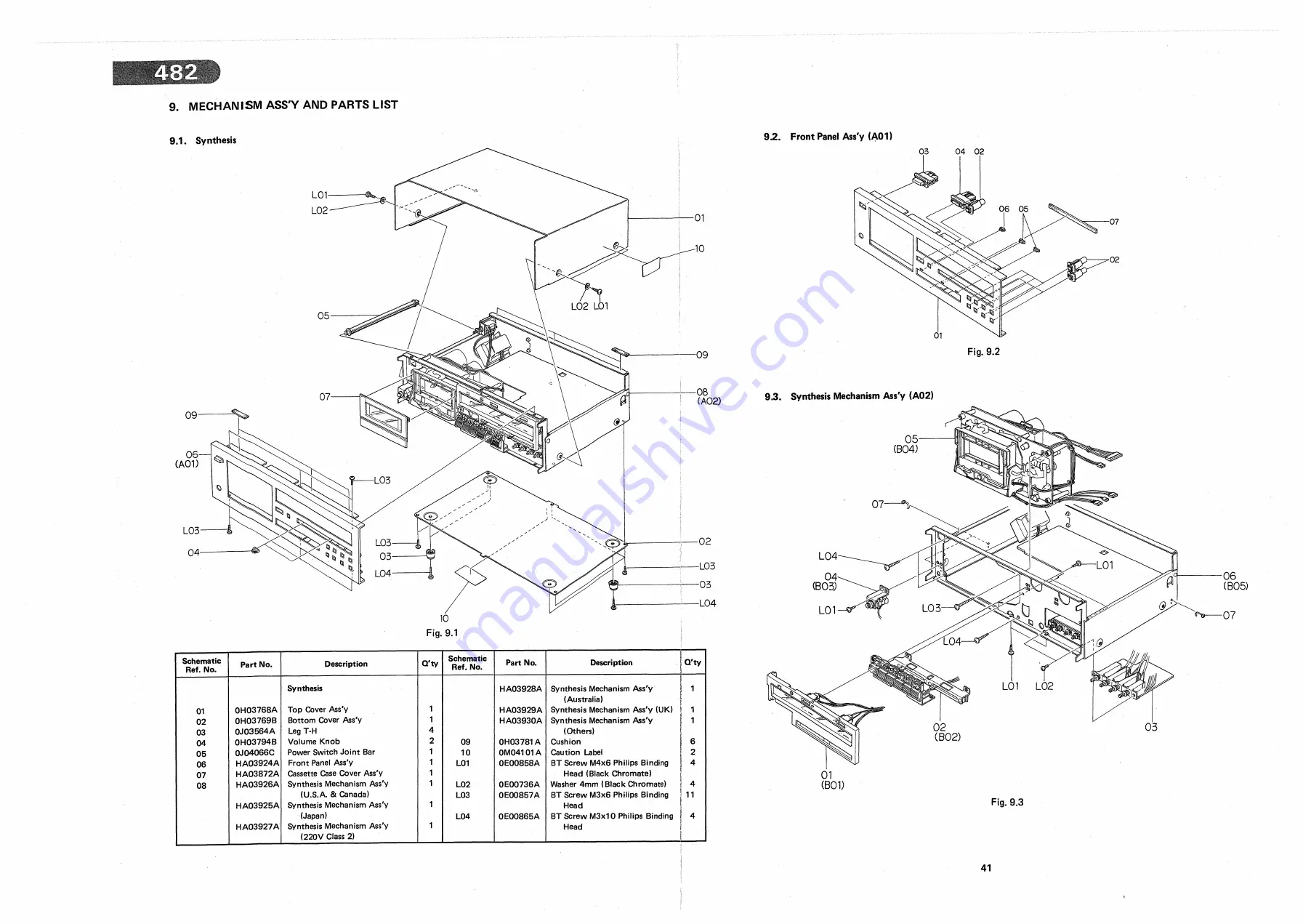 Nakamichi 482 Service Manual Download Page 44