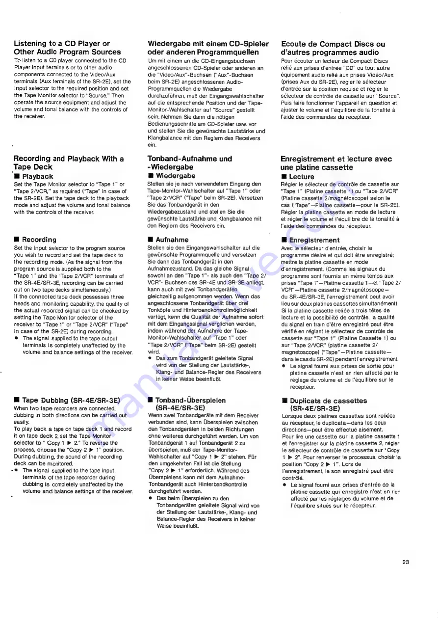 Nakamichi SR-4E Owner'S Manual Download Page 23