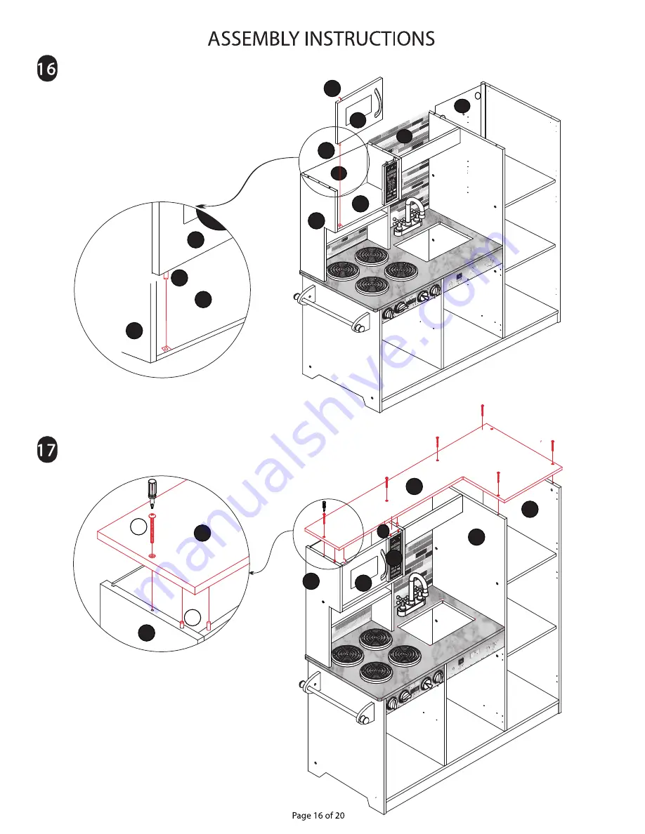 Naomi Kids Gourmet Kitchen Assembly Instructions Manual Download Page 16