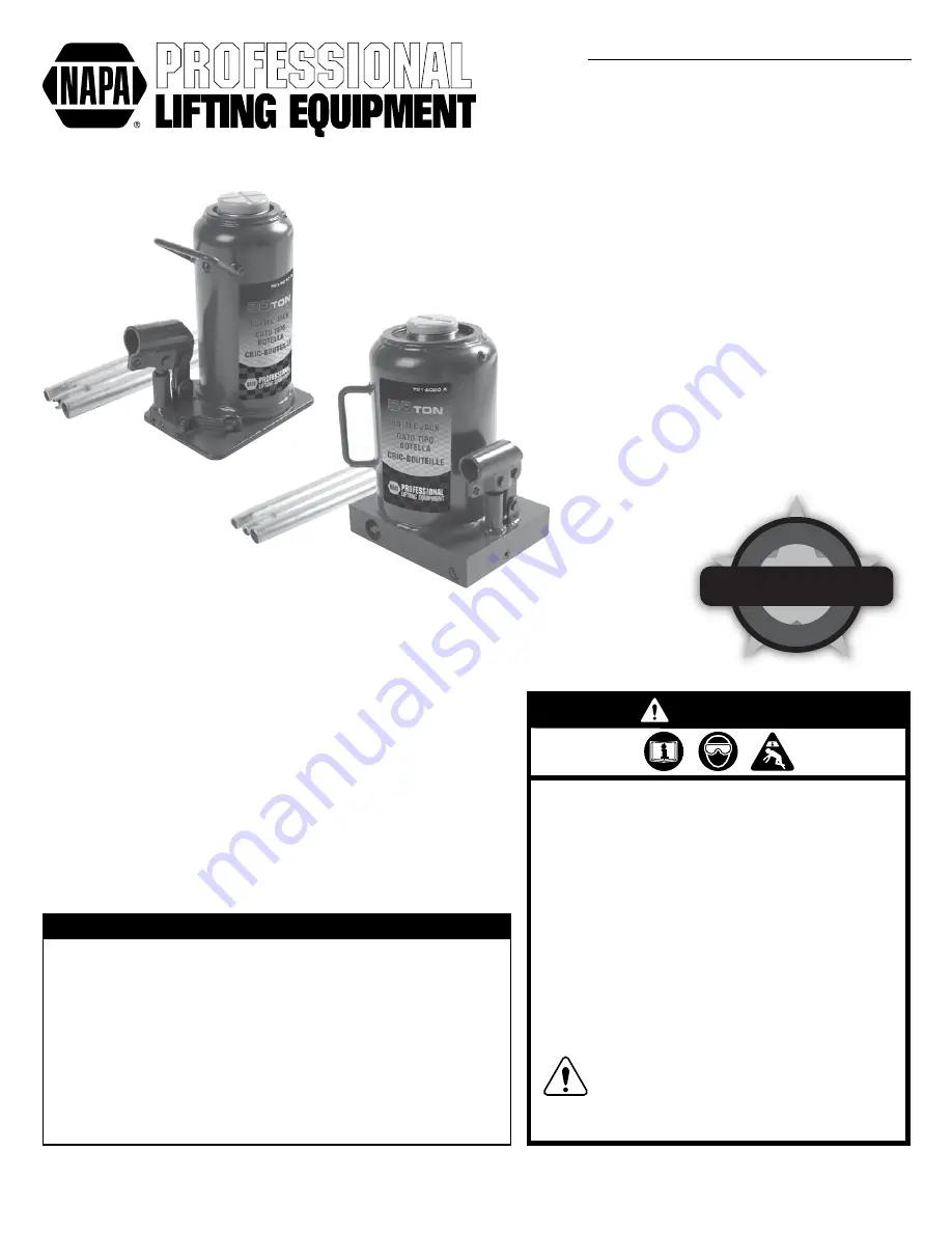 Napa 791-6010 A Operating Manual & Parts List Download Page 1