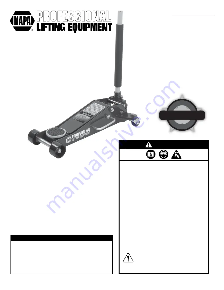 Napa 791-6426 Operating Manual & Parts List Download Page 1