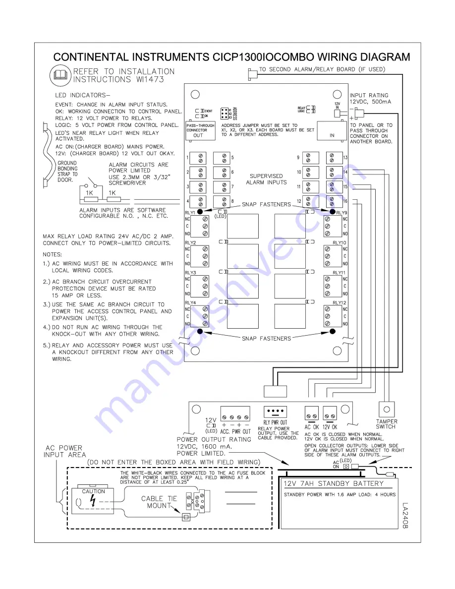 NAPCO Continental Access SUPER TWO CICP1300IOCOMBO Installation And Service Manual Download Page 31