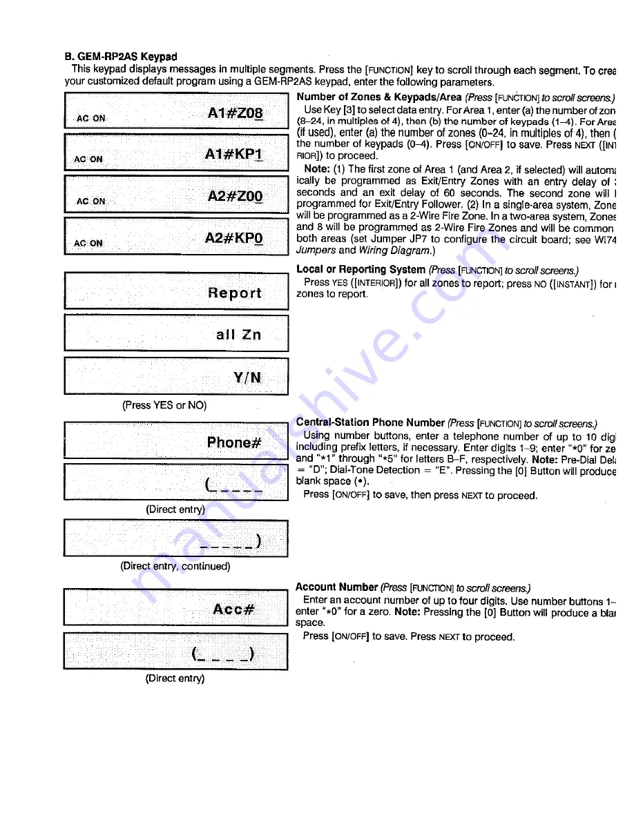 NAPCO Gemini GEM-P9600 Programming Instructions Manual Download Page 7