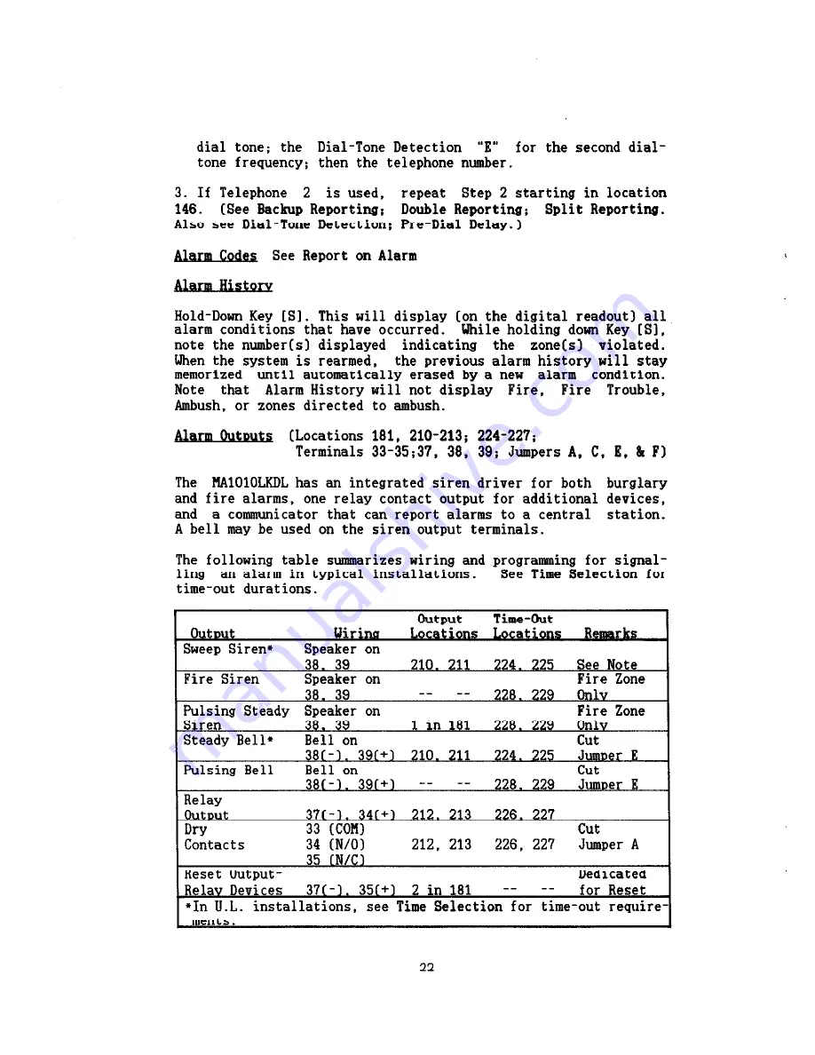 NAPCO Magnum Alert 1010LKDL Operating & Installation Instructions Manual Download Page 22