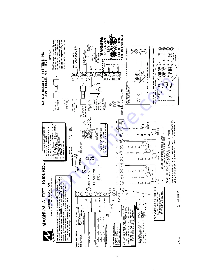 NAPCO Magnum Alert 1010LKDL Operating & Installation Instructions Manual Download Page 62