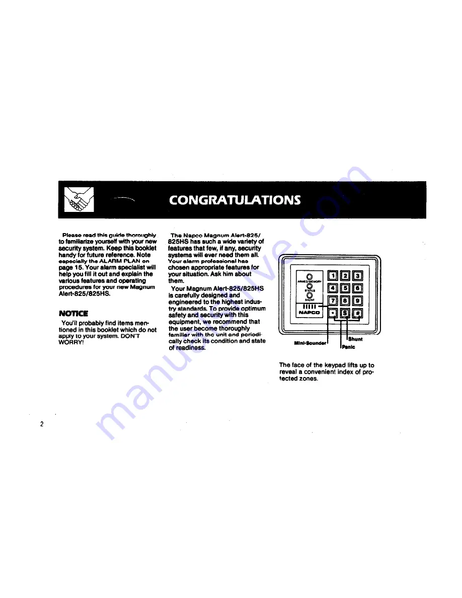 NAPCO MAGNUM ALERT 825 SYSTEM Manual Download Page 2