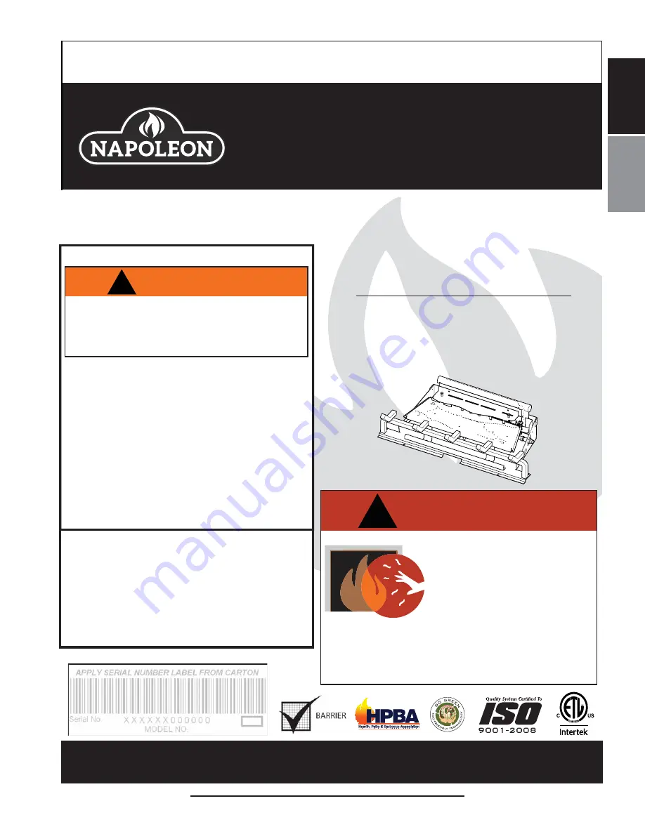 Napoleon HDX52 Installation And Operating Instructions Manual Download Page 1