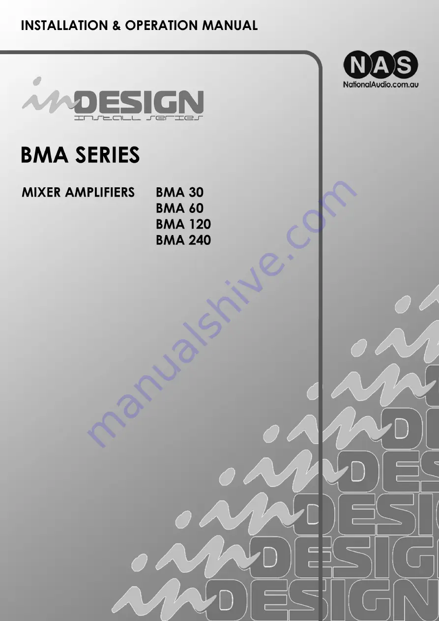 NAS BMA 30 Installation & Operation Manual Download Page 1