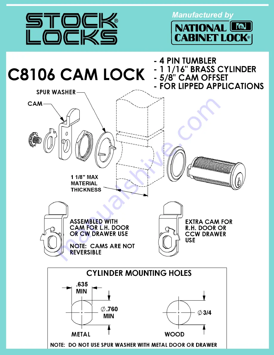 National Cabinet Lock C8106 Скачать руководство пользователя страница 1